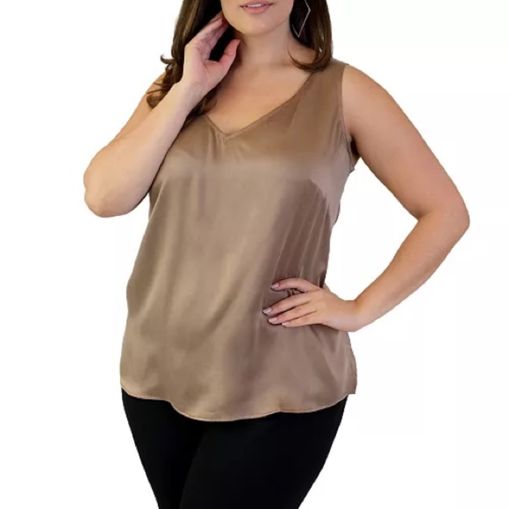 Double V Silk Tank Top